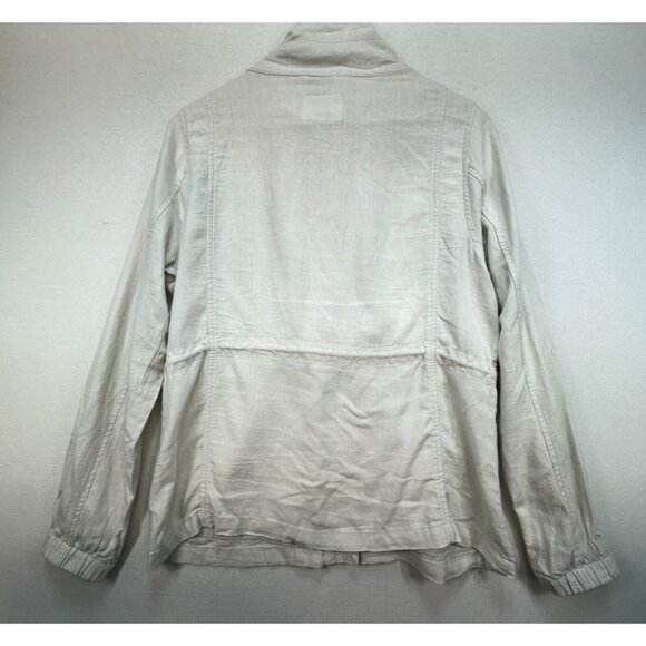 Old Navy Utility Jaacket Womens Size M Beige Cinched Waist Full Zip High Neck - Picture 9 of 12